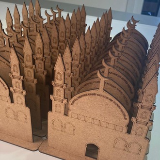 20 Adet Camii Maket Ahşap Boyama Dini Aktivite Okul Kurs Etkinlik Set