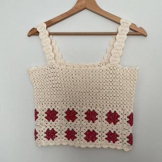 El Yapımı Tığ İşlemeli Bohem Bluz | Çiçek Motifli Yazlık Crop Top 