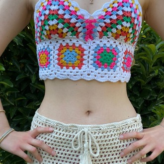 Rengarenk Motifli Tığ İşi Bralet 