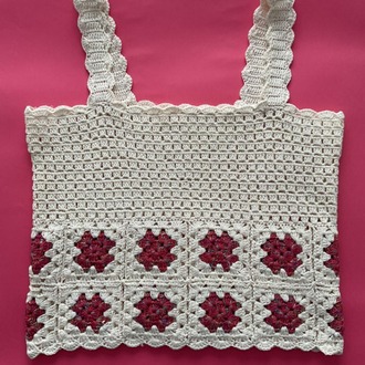 El Yapımı Tığ İşlemeli Bohem Bluz | Çiçek Motifli Yazlık Crop Top 