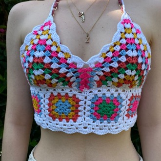 Rengarenk Motifli Tığ İşi Bralet 