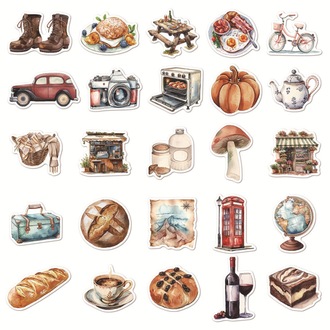 50 Desen yaratıcı retro uzun tatil Su Geçirmez Stickers