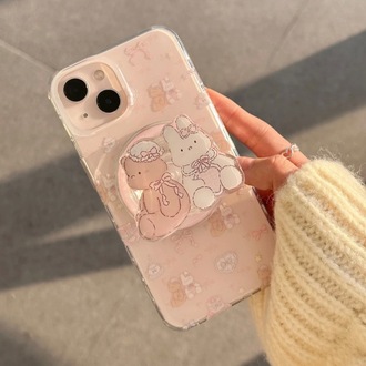 Çift Katmanlı Manyetik, Çiçek Desenli Ayıcık ve Tavşanlı, iPhone 15