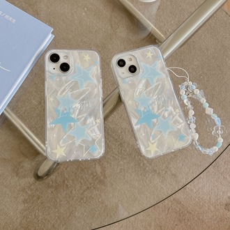 Çift katmanlı tüy desenli şeffaf yıldızlı iPhone 14 Pro Max