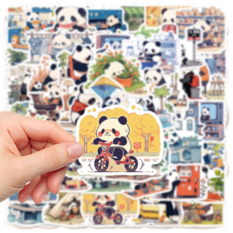 50 Desen Sevimli Karikatür Panda Su Geçirmez Stickers