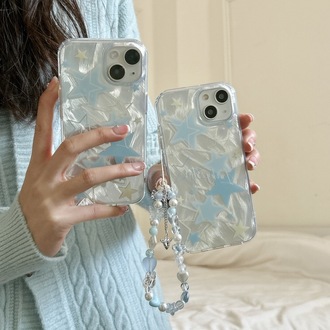 Çift katmanlı tüy desenli şeffaf yıldızlı iPhone 14 Pro Max