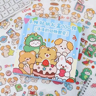 Şeffaf Pet Stickers Seti Hayvan Karikatur Desenli