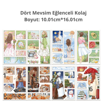 Stickers Seti 8 Adet Orijinal Dört Mevsim Eğlenceli Olay Çıkartması