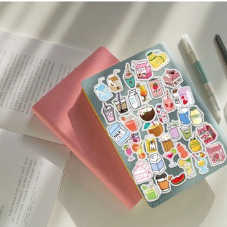 Japon Kağıdı Serisi / 40 Adet Karikatür İçecek Sevimli Stickers