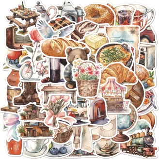50 Desen yaratıcı retro uzun tatil Su Geçirmez Stickers