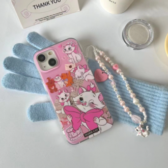 Pembe Marie Kedicik Desenli İphone Kılıfı