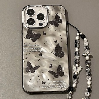 Kelebek Desenli İphone Kılıfı + Charm