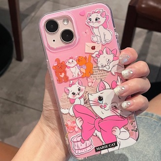 Pembe Marie Kedicik Desenli İphone Kılıfı