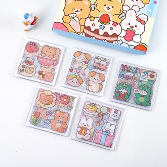 Şeffaf Pet Stickers Seti Hayvan Karikatur Desenli