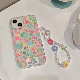 Çiçek Desenli Charmlı İphone Kılıfı İp 13/14