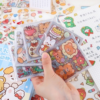 Şeffaf Pet Stickers Seti Hayvan Karikatur Desenli