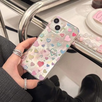 Renkli Kalp Desenli + Charm Kilif