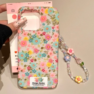 Çiçek Desenli Charmlı İphone Kılıfı İp 13/14