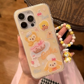 Krem rengi Duffy Ayıcıklı Apple Telefon Kılıfı + Charm