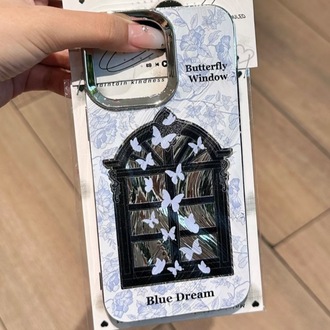 Mavı Kelebek Desenli + Charm İphone Kılıfı