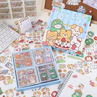 Şeffaf Pet Stickers Seti Hayvan Karikatur Desenli
