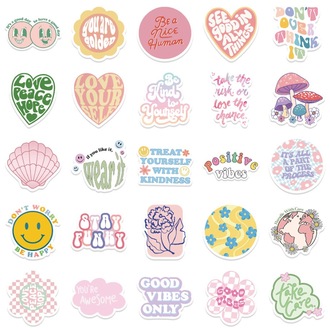 50 Desen Danimarka Pastel Su Geçirmez Stickers Var.2