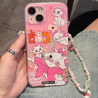 Pembe Marie Kedicik Desenli İphone Kılıfı