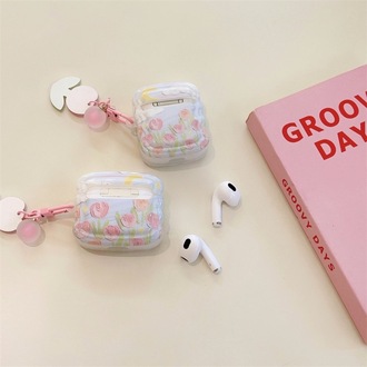 Çiçek Desenli Airpods Kılıf + Çiçek Keychain