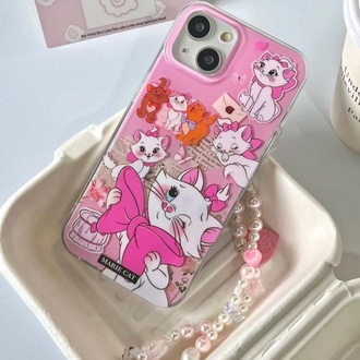 Pembe Marie Kedicik Desenli İphone Kılıfı