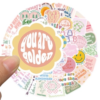 50 Desen Danimarka Pastel Su Geçirmez Stickers Var.2