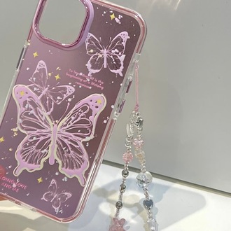 Kelebek Desenli İphone Kılıf + Charm