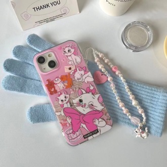 Pembe Marie Kedicik Desenli İphone Kılıfı