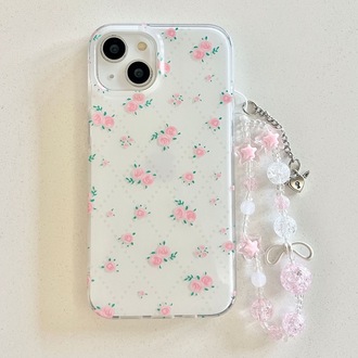 Çiçek Desenli İp 12/12pro Kılıfı + Charm