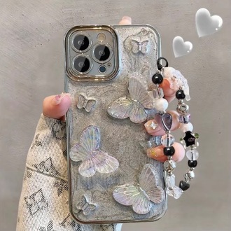 3D Kelebek Parlak Damla Desenli + Charm