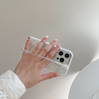 Standlı Kilif Hologram Çiçek Desenli İphone 12/13/14/15-Promax Uyumlu