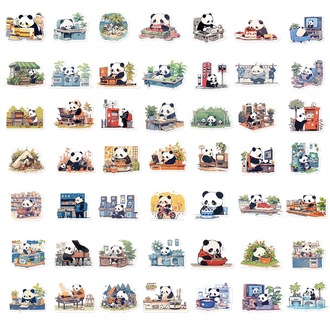 50 Desen Sevimli Karikatür Panda Su Geçirmez Stickers