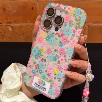 Çiçek Desenli Charmlı İphone Kılıfı İp 13/14