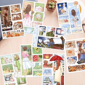 Stickers Seti 8 Adet Orijinal Dört Mevsim Eğlenceli Olay Çıkartması