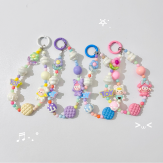 Sanrio Tarzı Boncuklu Çiçek Desenli Yeni Telefon Zinciri