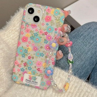 Çiçek Desenli Charmlı İphone Kılıfı İp 13/14