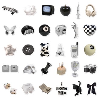 61 Desen siyah beyaz basit stil Su Geçirmez Stickers