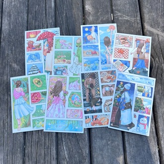 Stickers Seti 8 Adet Orijinal Dört Mevsim Eğlenceli Olay Çıkartması