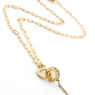 Halka Detay Çelik Kolye Gold