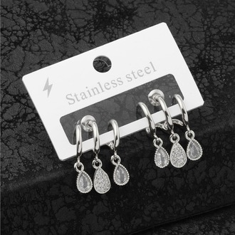 Pırlanta Detay Çelik Küpe