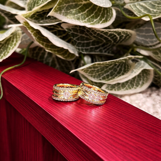14K Altın ayar Gold Kalpli taşlı küpe