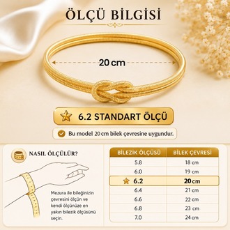 22 Ayar Altın Kaplama Özel Tasarım Düğüm Bilezik