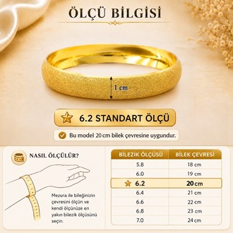 22 Ayar Altın Kaplama Simli Bilezik 1 cm