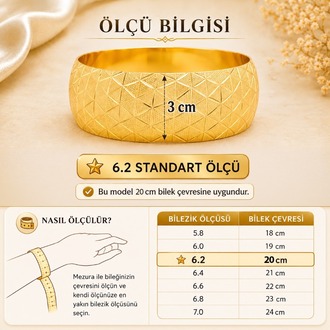 22 Ayar Altın Kaplama Noktalı Cam Kırığı Model Bilezik 3 cm