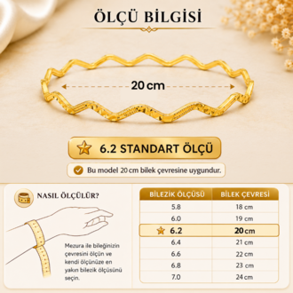 22 Ayar Altın Kaplama Zikzak İmitasyon Ajda Bilezik
