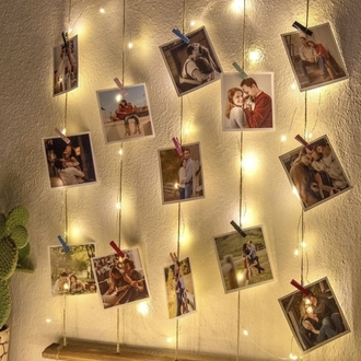 Gogo Ipli Mandallı Işıklı Fotoğraf Askısı